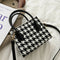 Retro Plaid Shoulder Crossbody Bag Women PU Portable Totes Handbags (Black)