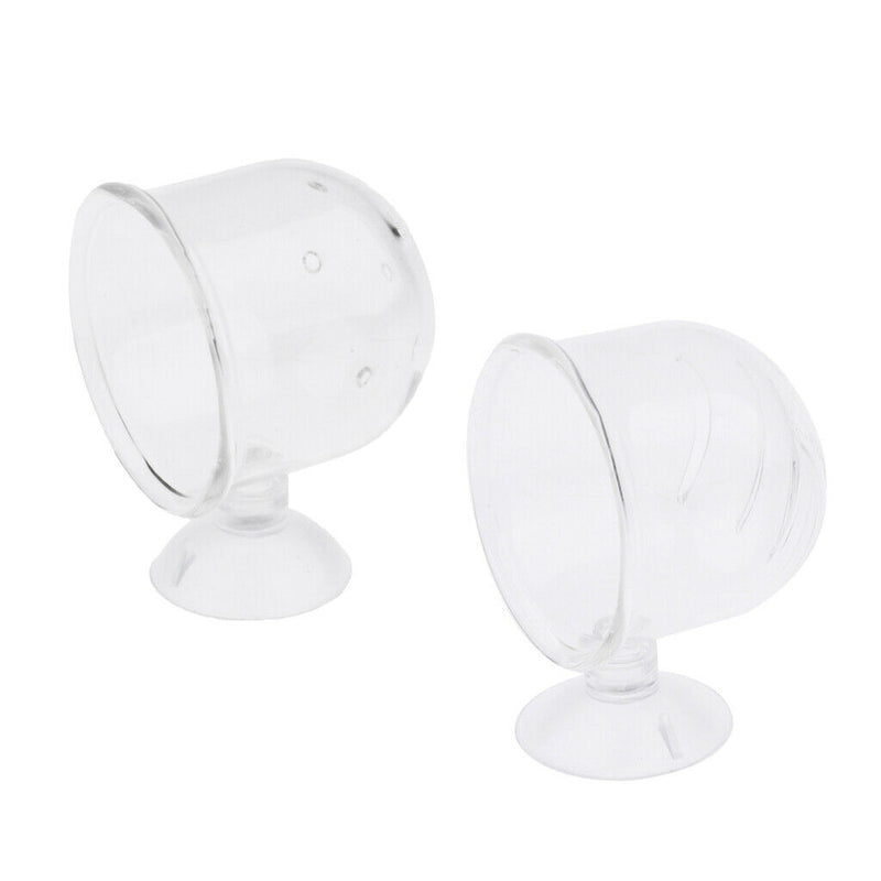 Set of 2, Aquarium Fish Tank Feeding Glass Cup Aquatic Plant Crystal Holder