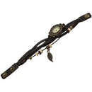Weave Wrap Around Leather Bracelet Lady Woman Wrist Watch - Dark coffee V1I2