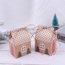 5pcs House Shape Christmas Candy Gift Bags With Ropes Xmas Tree Cookie Bags BX
