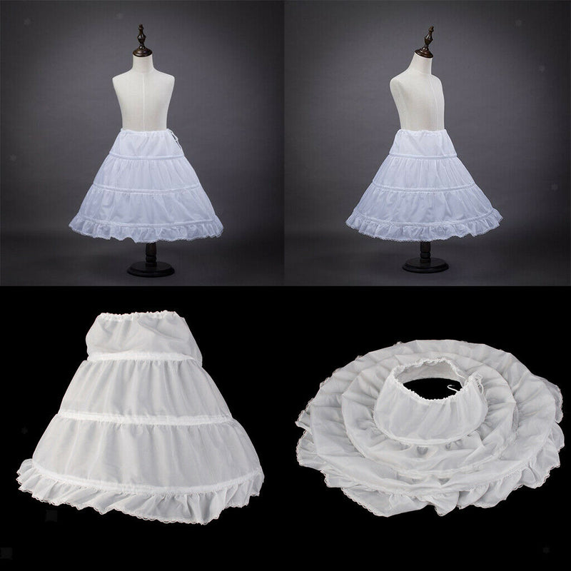 Bridesmaid Children Flowergirl Petticoat Little Gilrs Skirt Underskirt 2-14Y