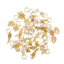 50pcs Shell Star Cross Leaf Hair Ring Braid Rings Loops Headband Accessories