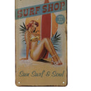 Shabby Chic Metal Tin Sign Poster Plaque Wall Art Decorative Plate-SURF SHOP
