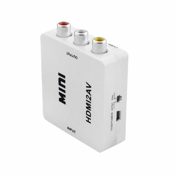 HDMI to RCA Adapter Box Composite AV CVBS Video ConverterHD 1080p White New