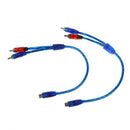 2 female to 2 pieces Male RCA Speaker Splitter Cable Adapter Blue 12