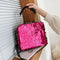 Sequins Leopard Splicing Shoulder Bag Women Crossbody Handbag (Rose Red)