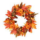 Halloween Autumn Maple Leaf Pumpkin Wreath Artificial Rattan Garland Round 22''