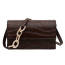 Women Crocodile Leather Shoulder Bag Solid Small Messenger Handbag (Brown)