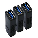 3x USB 3.0 SuperSpeed Coupler A Female to A Female Joiner Coupler Black