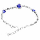 Hot Lady Crystal Rhinestone Bracelet Sea Blue Bangle Chain Heart Jewelry A5P1