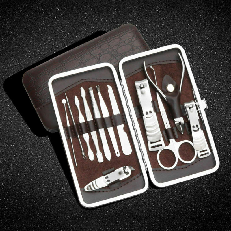 Nail Care 12 Piece Manicure Set Cutter Cuticle Clipper Pedicure Kit Case Gifts