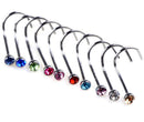 10Pcs Jewelry Rhinestone Surgical Steel Screw Nose Hoop Ring Studs Body Piercing