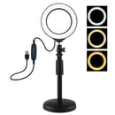 4.6 Inch Dimmable LED Ring Light Kit Photography Selfie Light + Desktop JIB