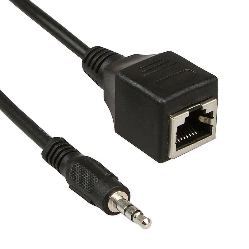 3.5mm Audio Male to RJ45 Socket Ethernet Adapter Short Cable CAT5 CAT6 Extender