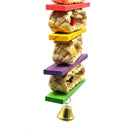 Parrot Bird Toys Natural Wooden Grass Chewing Bite Hanging Cage Bell Swing Climb