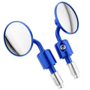 1 Pair Motorcycle Rearview Mirrors Round CNC Material 7/8" Bar End Blue