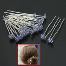20X Women Wedding Gift Blue Crystal Rhinestone Flower Hairpin Clip Headwear BBJ