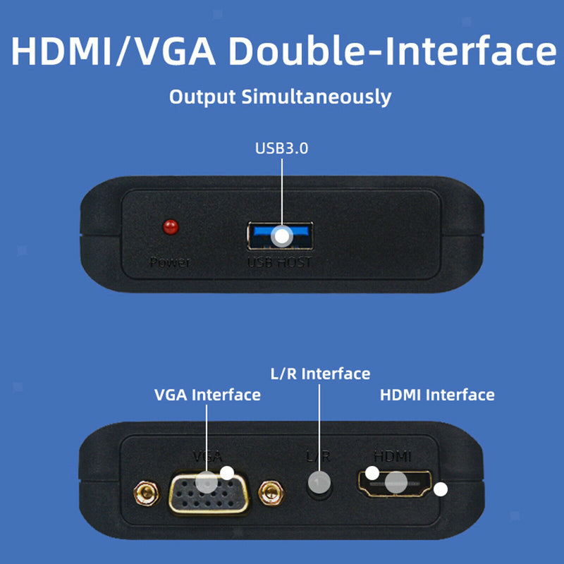 USB to HDMI VGA Adapter, USB3.0 Converter Full HD 1920x1080, Compatible with