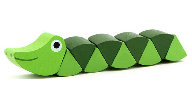 New Hot Wooden Crocodile Caterpillars Toys Baby Kids Educational Colours Gift ME