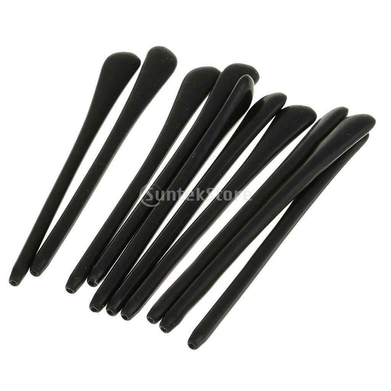 10x Expandable Silicone Eyeglasses End Tips Ear Sock Tubes Replacement Black