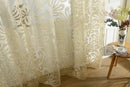 Beige Jacquard Big Flower Eyelet Curtain Sheer Living Room Valance 1x2.5M