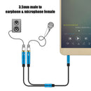 2 in 1 3.5mm Audio Cable 1 Male to 2 Female Headphone Microphone AUX Cord A