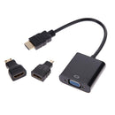 Micro HDMI / Mini HDMI / HDMI to VGA Adaptor Converter(Black) A