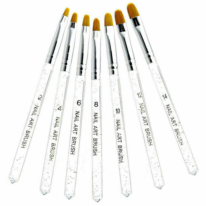 7Pcs UV Gel Acrylic Nail Art Builder Brush Tool Nail Painting Pro. Ar T2A2 N0C8