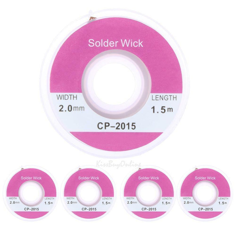 5PCS 5ft 2.0mm Desoldering Braid Solder Remover Sucker Flux Wick Cable Wire