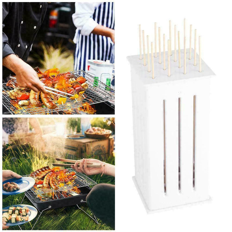 16-Holes Easy Barbecue Kebab Meat Maker Box Meat Grill 16 Skewers Bamboo Wi L6O2