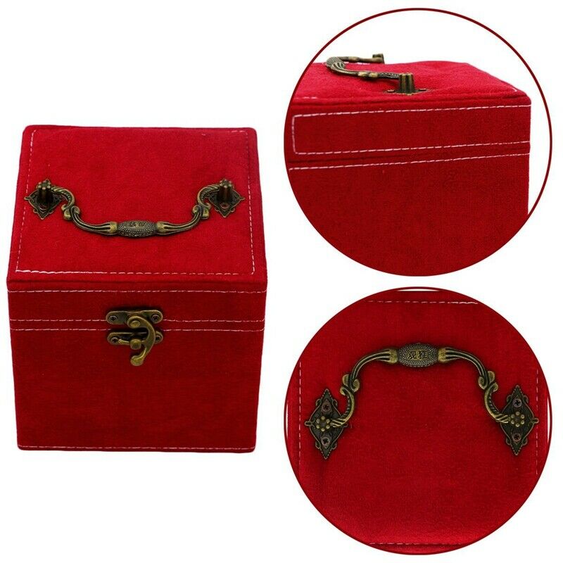 Retro Jewelry Box Case Storage Organizer Makeup Case with Lock - Red E2Z6