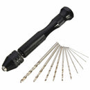 Mini Micro Aluminum Hand Drill With-Keyless Chuck +10x Twist Drills Rotar SFY