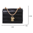 Elegant Women Pure Mini Shoulder Bags Leather Chain Messenger Bag (Black)