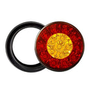 2Pcs 4Inch Round Led Amber Red Taillights With Rubber Grommet 16 Led 12V St