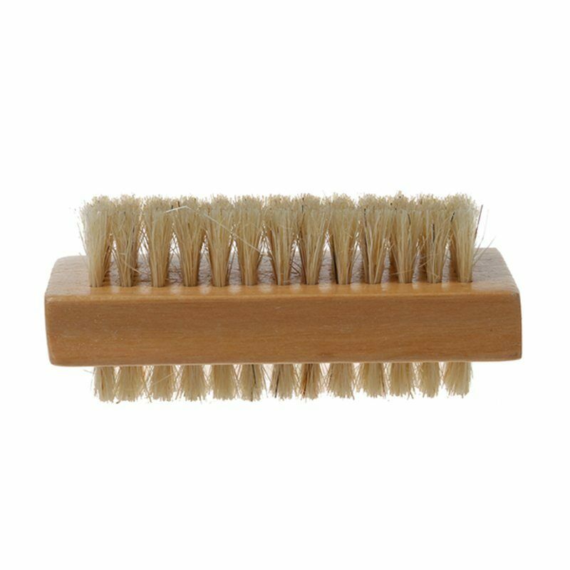 Wooden Double Sided Handle Nylon Bristle Manicure Pedicure Scrubbing Nail B B9G4