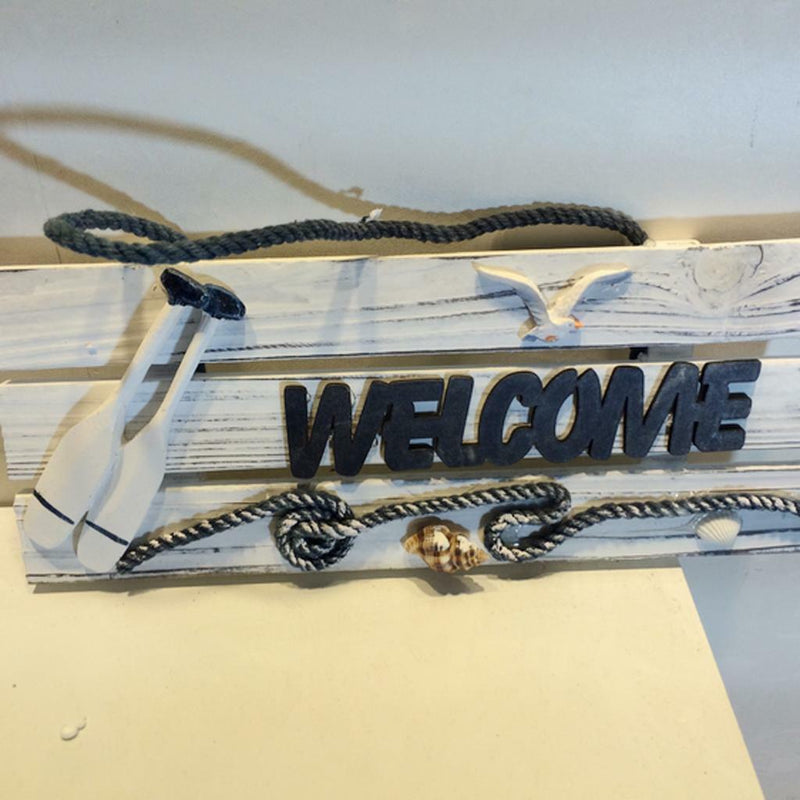 " Welcome" Wooden Sign Beach Ocean Nautical Seaside Theme Bar Shop Decor