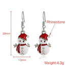 Christmas Ornament Cartoon Cute Snowman Drop Earrings Ear Hook Jewelry Gift A