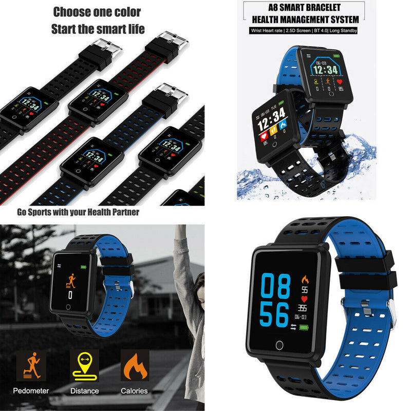 Electronic Sports Bluetooth Smart Watch Alarm Clock 180mAh Men Women Blue