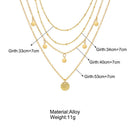 Simple Multi-layer Necklace Women Wafer Pendant Clavicle Chain Jewelry Gift