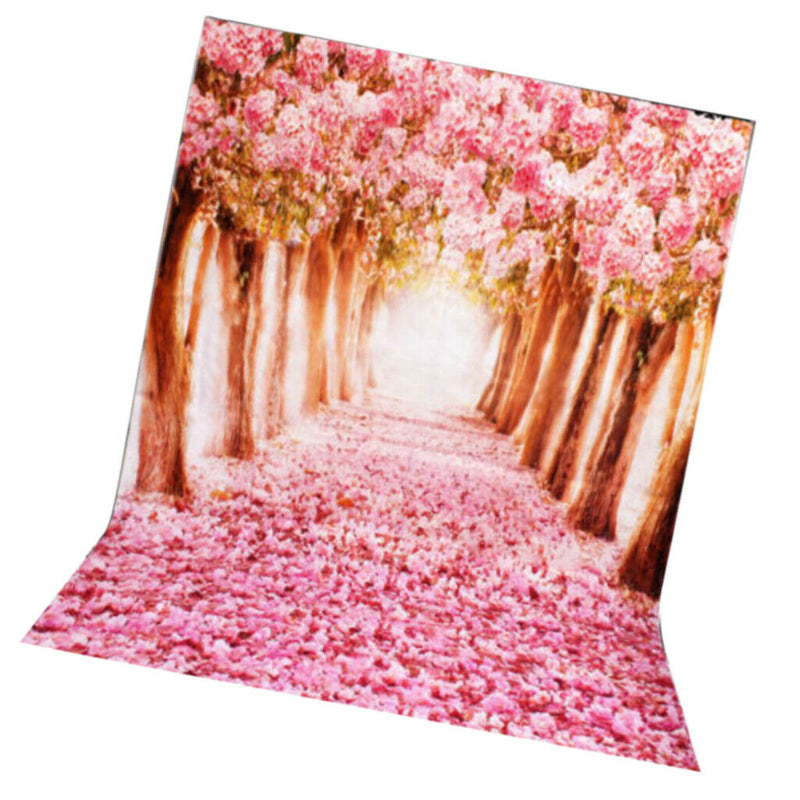 1.5m*1m Sakura Flower Road Photography Backdrop Cloth Wedding Background DIY