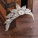 Baroque Leaves Wedding Crown For Women Queen Princess Crystal Bridal Tiaras