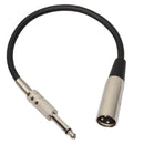 1ft 1/4" TRS 6.35mm Male to 3 Pin XLR Male Audio Mic Cable Extendsion Line