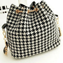 Women bag chains fashion bucket bag canvas patchwork women shoulder bag mes D2O9