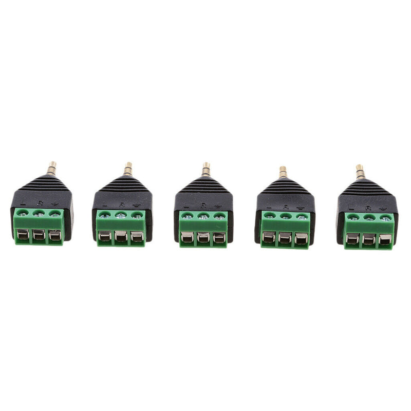 5x Audio 3 Pole 3.5mm Male to 3 Pin Female Video Balun Adapter for Earphone