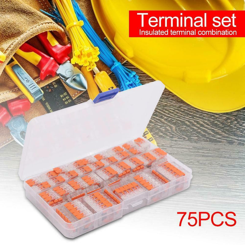 75pcs Compact Wiring Connector 2/3/5 Pin Insulated Cold Pressing Terminals Kit