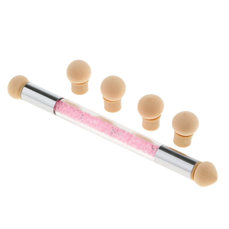 Dual-ended UV Gel Painting Nail Gradient Brush Art Sponge Brush Pen Pink