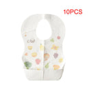 10pcs Cartoon Fruit Thick Disposable Baby Bibs with Food Catcher Pocket A