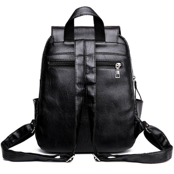 Fashion Women'S Backpack Teen Leather Fit Teen Girl Casual Black Backpack L N7L9