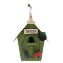 2 x Hand-painted Wooden Birdhouse with Jute Cord Home Outdoor Garden Decoration
