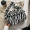 Casual Zebra Pattern Shoulder Envelope Bag Women Plush Big Capacity Satchel